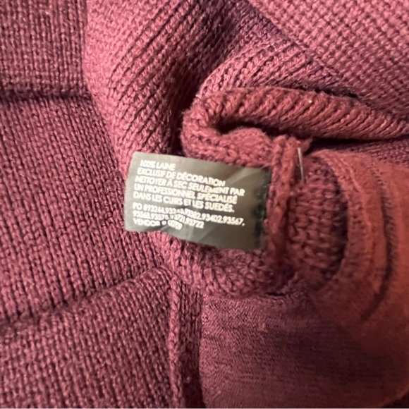 BNWOT CLUB MONACO 100% WOOL BURGUNDY LEATHER ZIP SWEATER - Picture 6 of 11